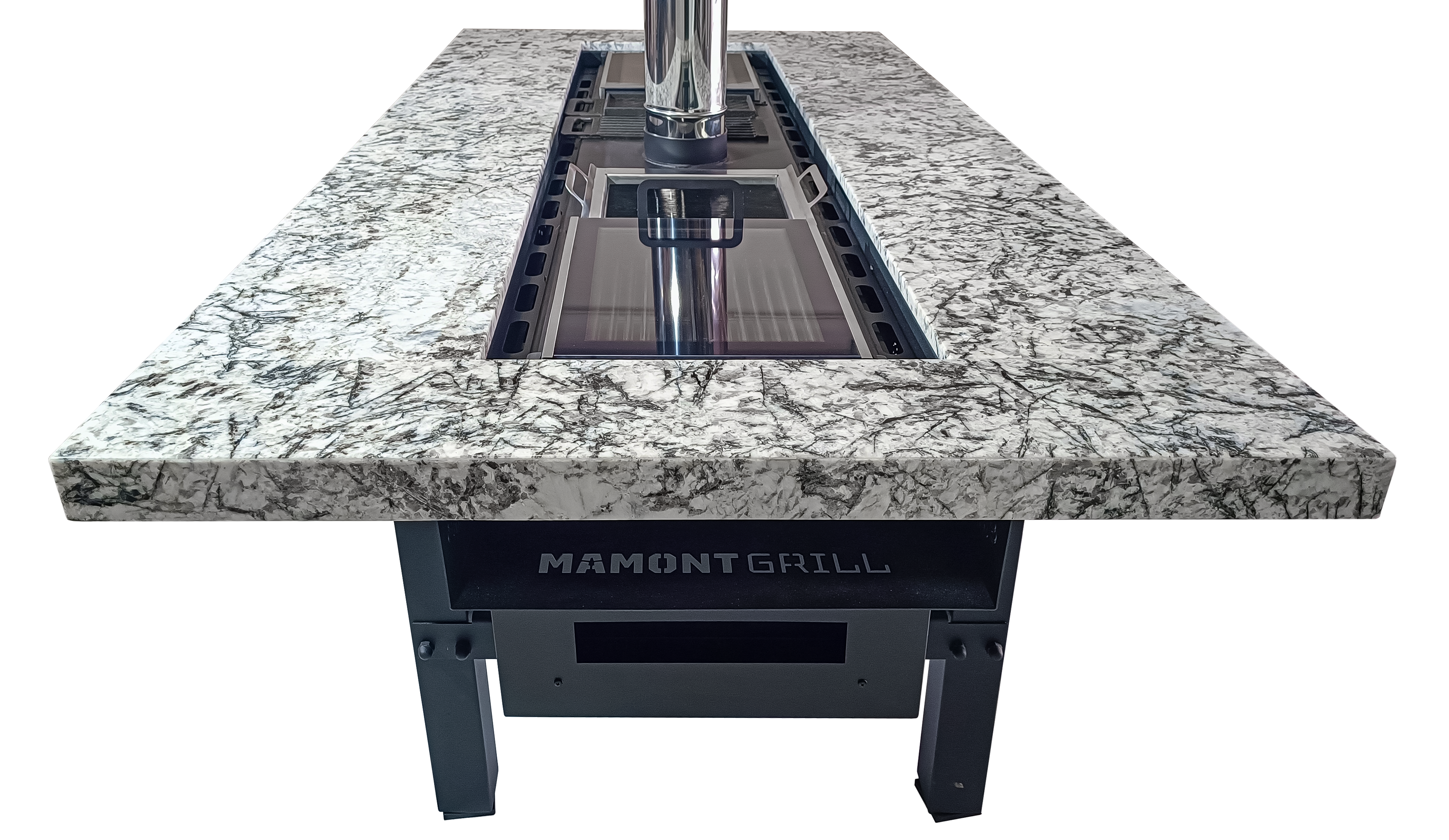 Большой стол гриль "Мамонт" с каменной столешницей