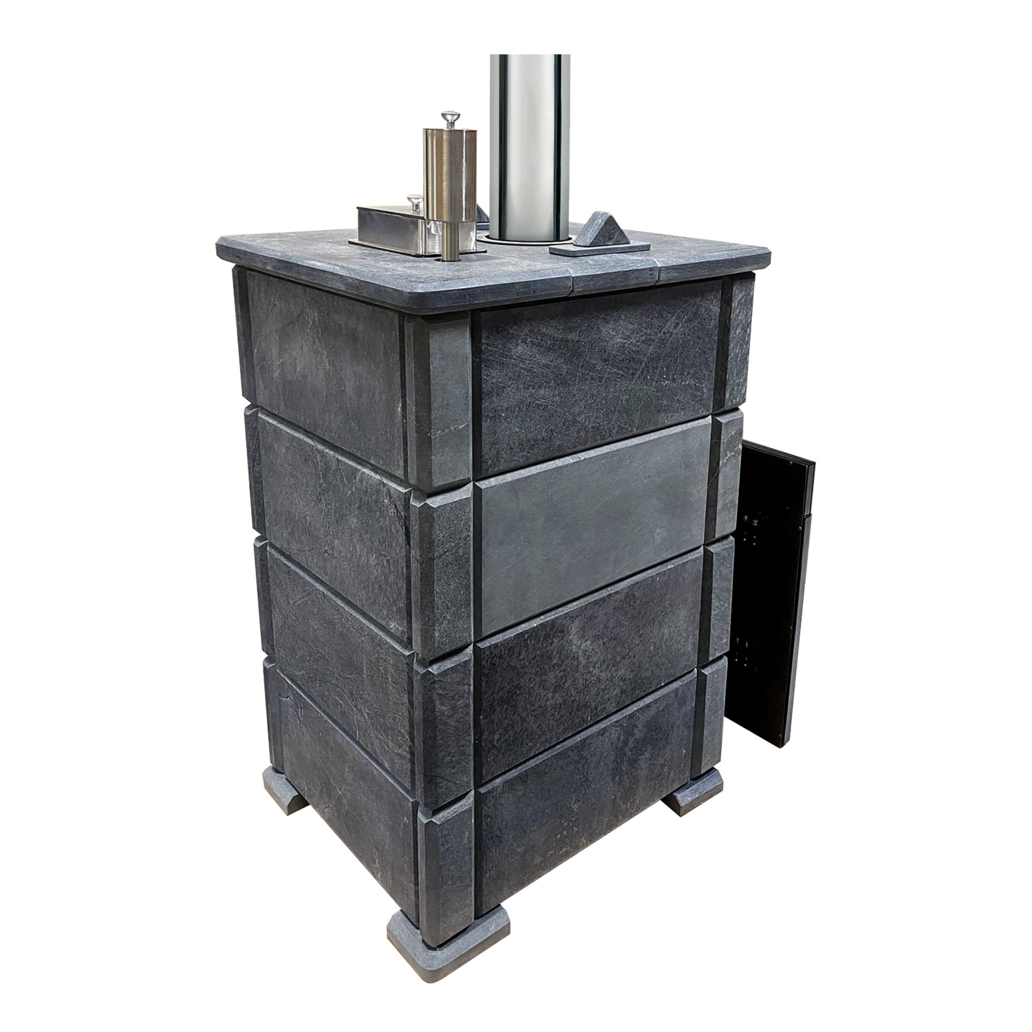 Печь банная Парма 20 Премиум в облицовке из талькохлорита с боковым тоннелем