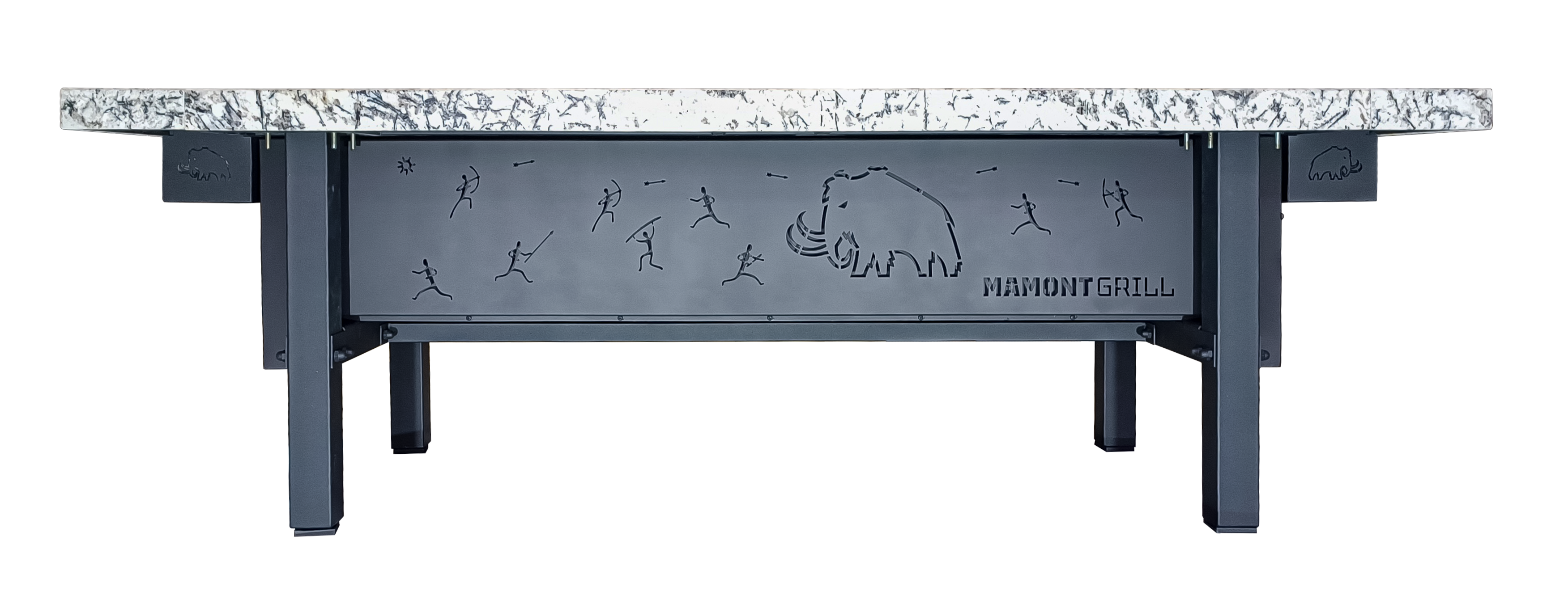 Большой стол гриль "Мамонт" с каменной столешницей