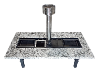 Большой стол гриль "Мамонт" с каменной столешницей