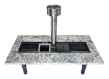 Большой стол гриль "Мамонт" с каменной столешницей